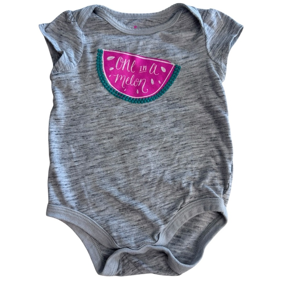 Baby girl Circo Target brand embroidered watermelon gray onesie size 3–6 M